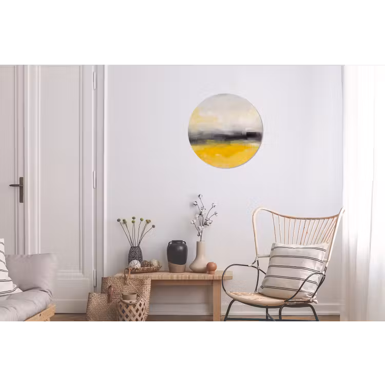 Abstract - Landschap - Modern - Geel Wandcirkel aluminium klein -woonkamer