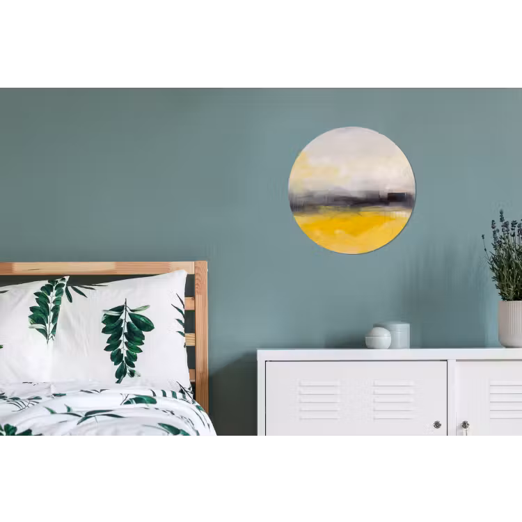 Abstract - Landschap - Modern - Geel Wandcirkel aluminium klein -slaapkamer