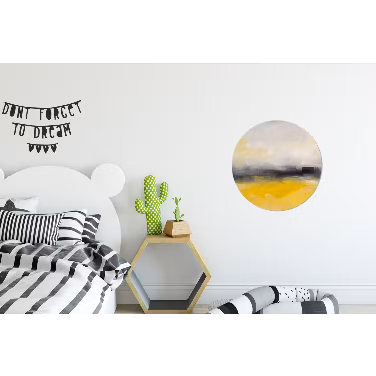 Abstract - Landschap - Modern - Geel Wandcirkel aluminium klein -kinderkamer