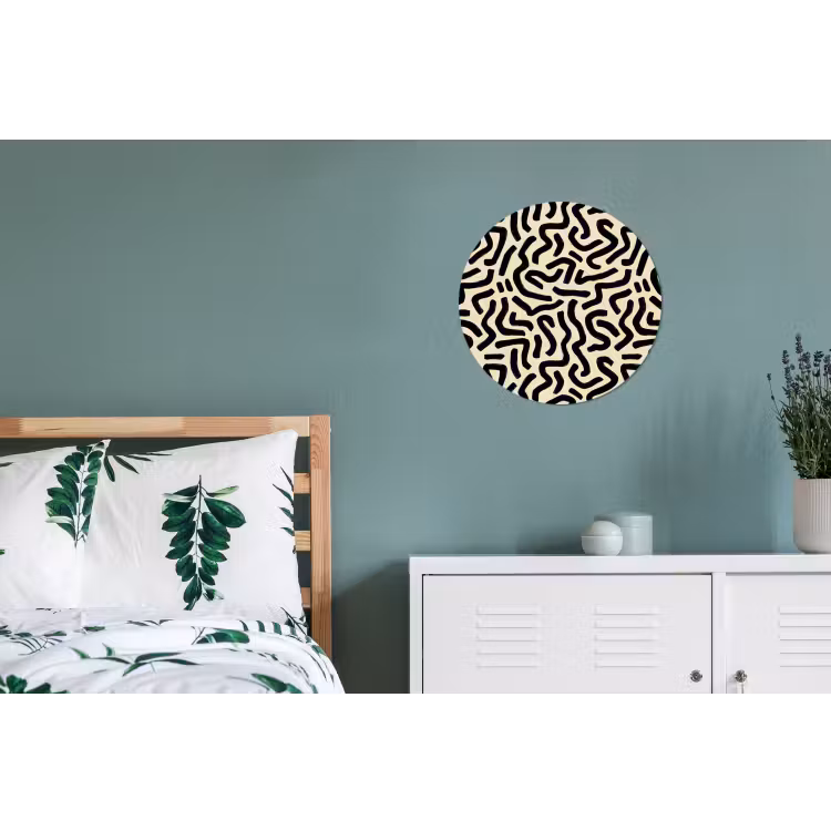 Abstract - Lijnen - Zwart Wandcirkel aluminium klein 190 -slaapkamer