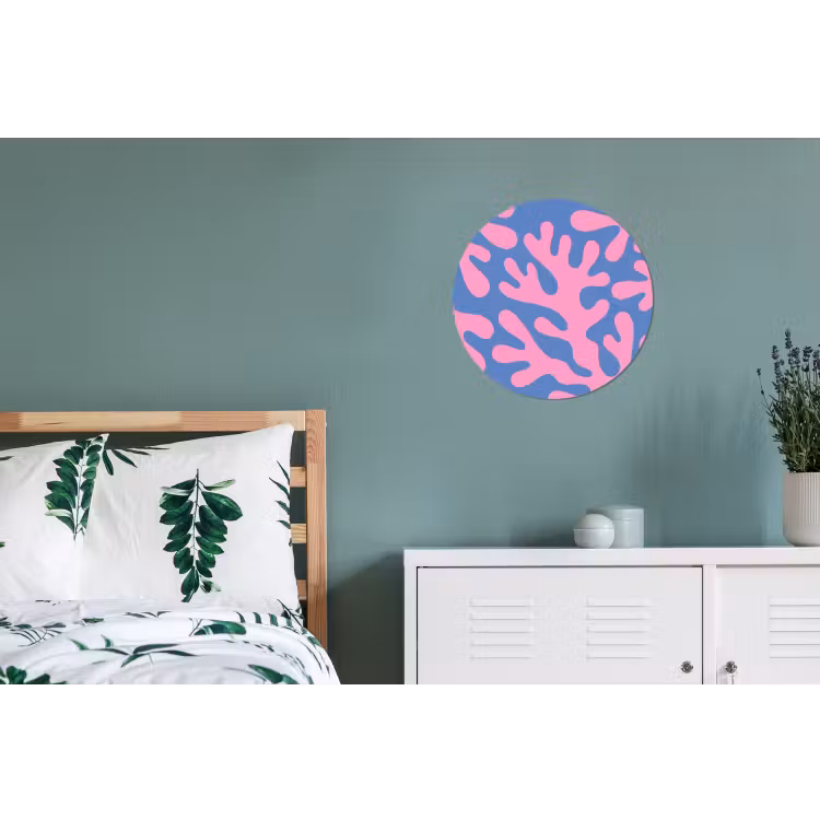 Abstract - Vormen - Roze - Blauw Wandcirkel aluminium klein -slaapkamer