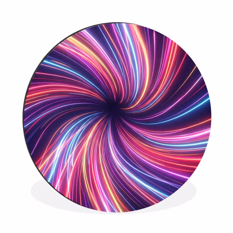 Abstract - Swirl - Futuristic - Neon Wandcirkel aluminium klein -3d