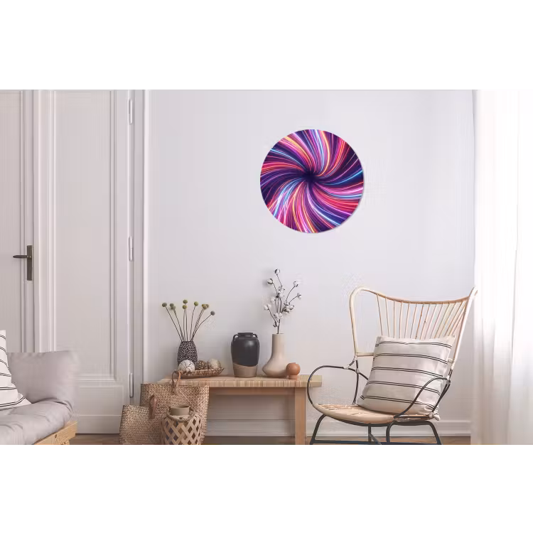 Abstract - Swirl - Futuristic - Neon Wandcirkel aluminium klein -woonkamer