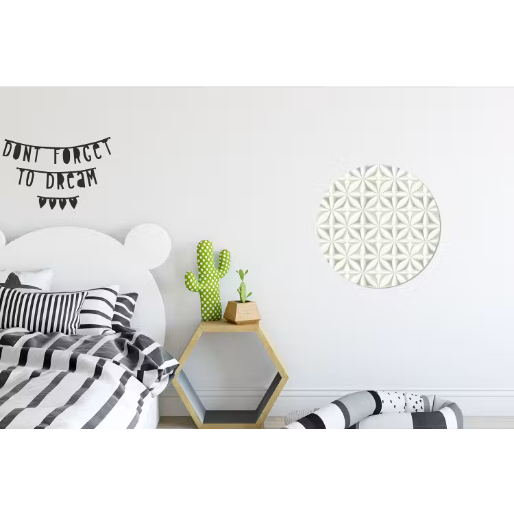 Abstract - Structuur - Grijs - Wit Wandcirkel aluminium klein 190 -kinderkamer