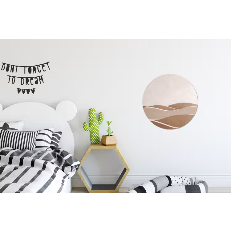 Abstract - Golven - Modern - Beige Wandcirkel aluminium klein -kinderkamer