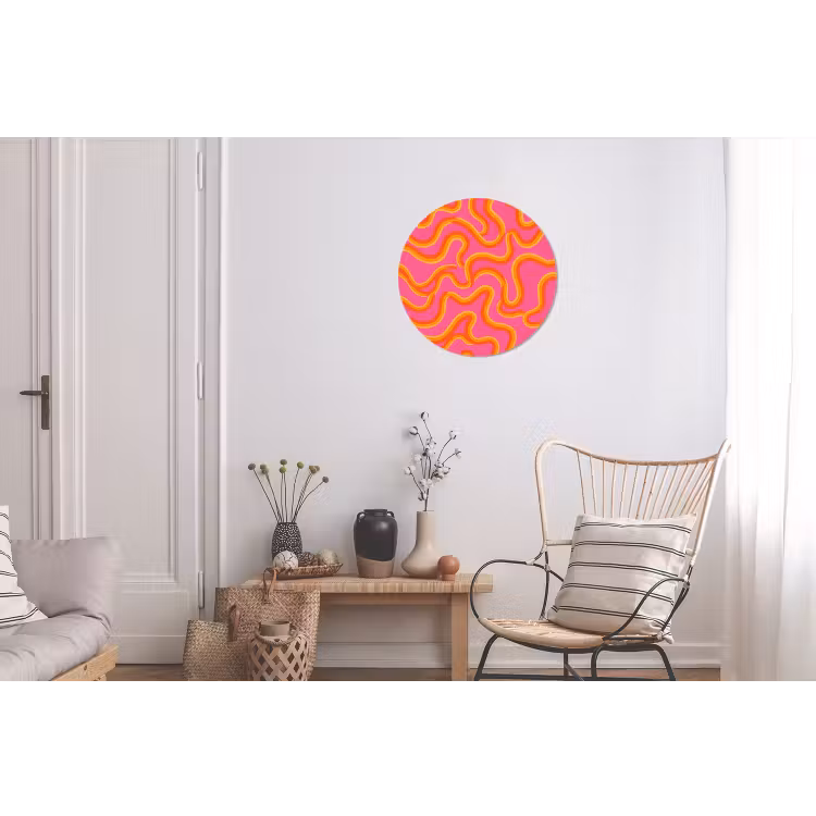 Abstract - Golvende lijnen - Modern - Kleurrijk Wandcirkel aluminium klein -woonkamer