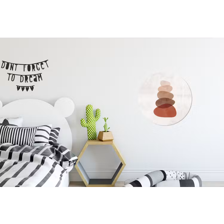 Abstractie - Gestapeld - Balans - Modern - Aardetinten Wandcirkel aluminium klein -kinderkamer