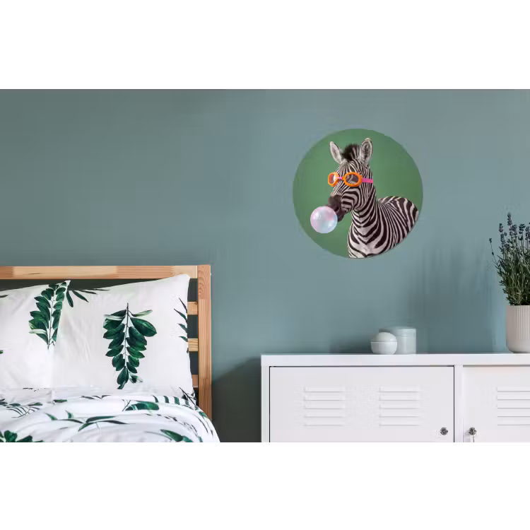 Dier - Bril - Bel - Modern - Groen Wandcirkel aluminium klein -slaapkamer