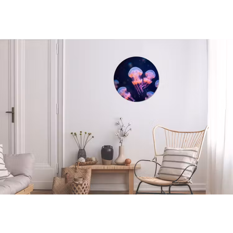 Dier - Onderwater - Natuur - Roze - Mysterieus Wandcirkel aluminium klein -woonkamer