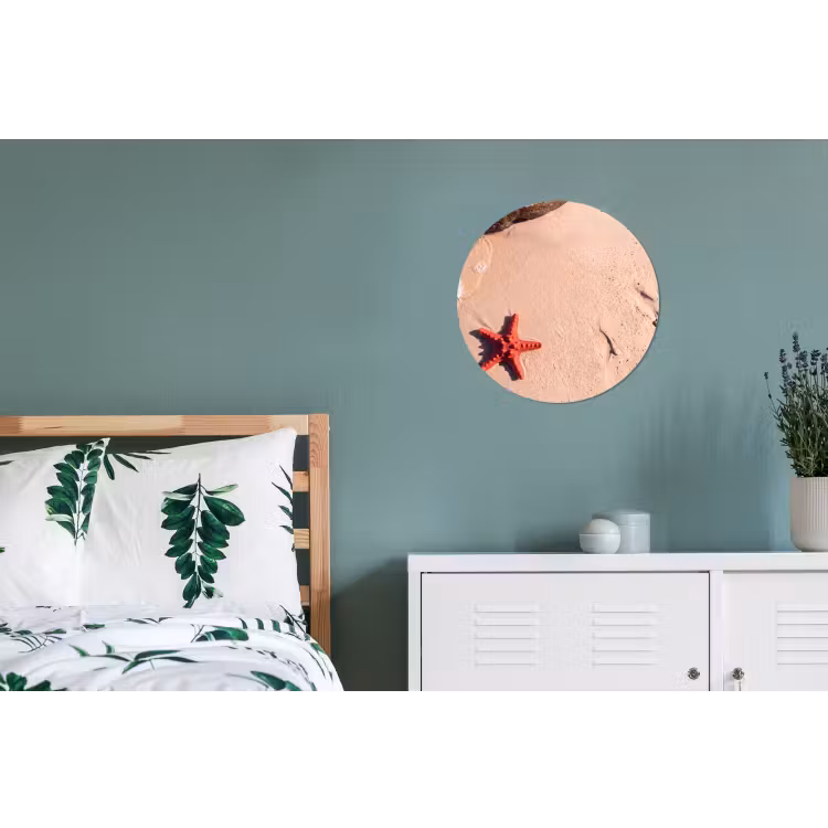 Dieren - Strand - Zee - Natuur - Rood Wandcirkel aluminium klein -slaapkamer