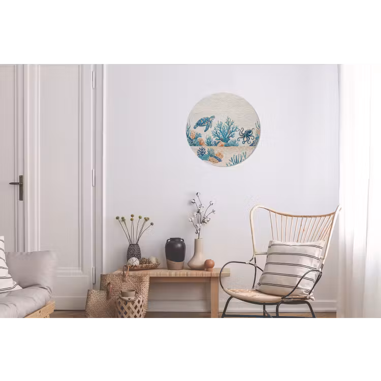 Dieren - Onderwater - Natuur - Mozaïek - Blauw Wandcirkel aluminium klein -woonkamer
