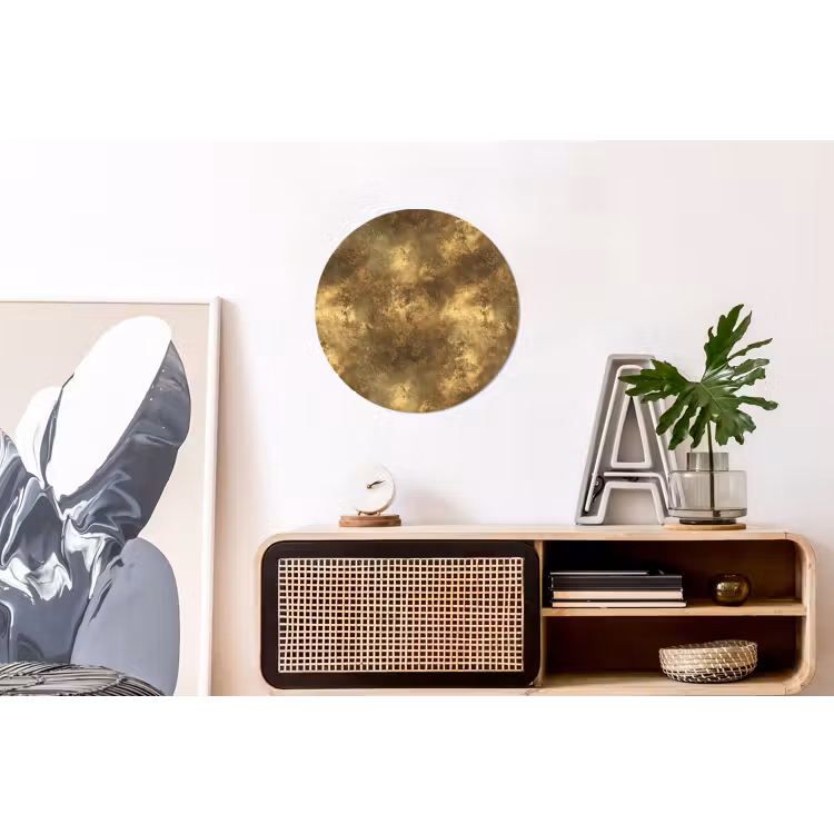 Antiek - Metaallook - Goud Wandcirkel aluminium klein 190 -kantoor