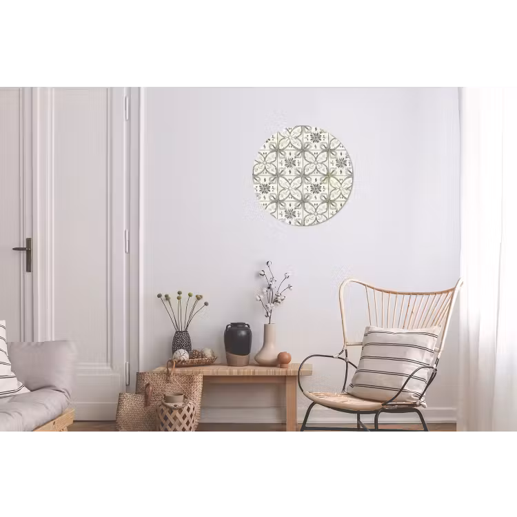Antiek - Tegel - Beige Wandcirkel aluminium klein 190 -woonkamer