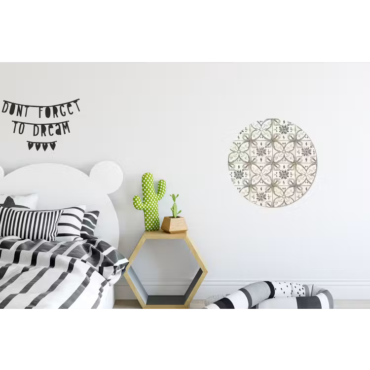 Antiek - Tegel - Beige Wandcirkel aluminium klein 190 -kinderkamer