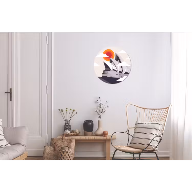 Architectuur - Stadsgezicht - Modern - Grijs - Oranje Wandcirkel aluminium klein -woonkamer