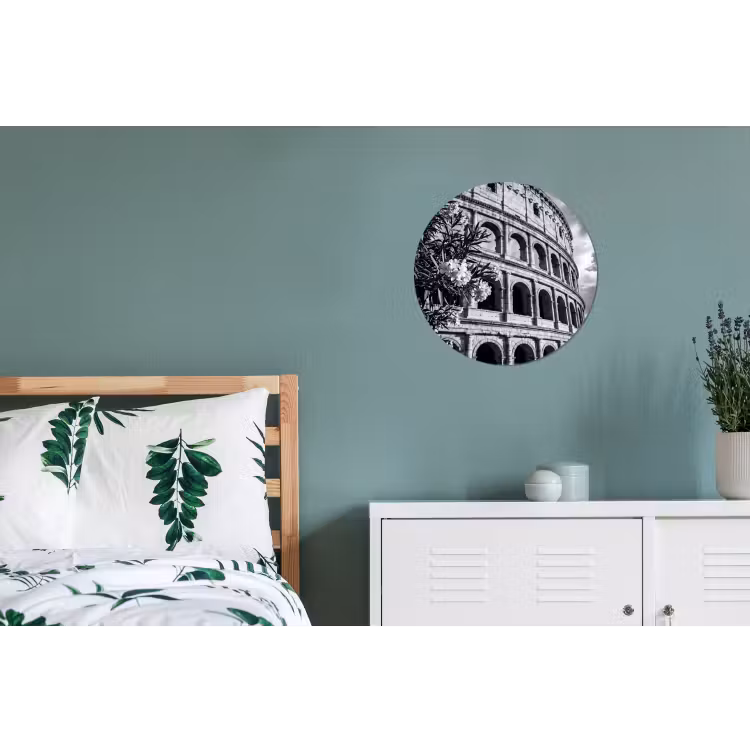 Architectuur - Colosseum - Rome - Historisch - Zwart-wit Wandcirkel aluminium klein -slaapkamer