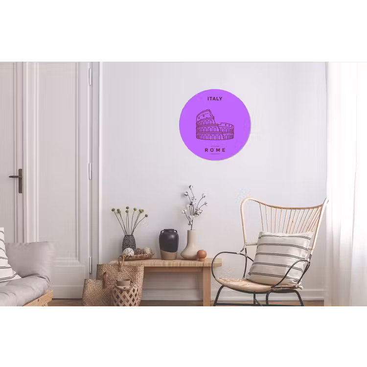 Architectuur - Colosseum - Rome - Minimalistisch - Paars Wandcirkel aluminium klein -woonkamer