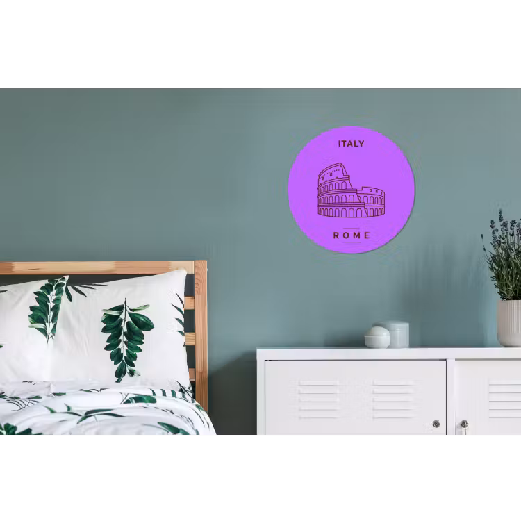 Architectuur - Colosseum - Rome - Minimalistisch - Paars Wandcirkel aluminium klein -slaapkamer
