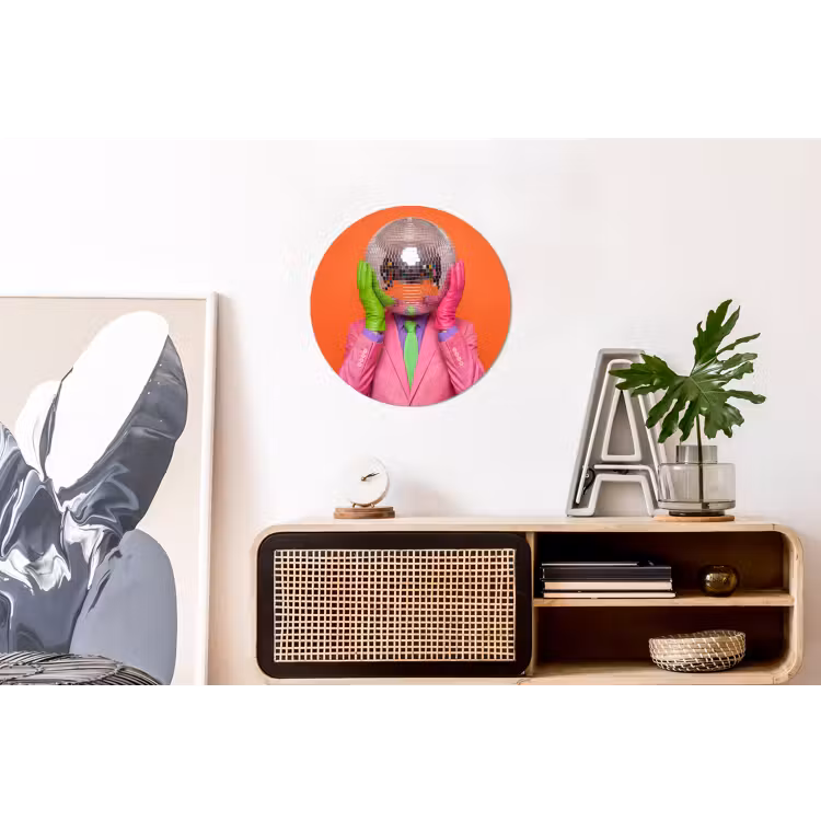 Kunst - Disco bal - Kleurrijk - Modern - Studio Wandcirkel aluminium klein -kantoor