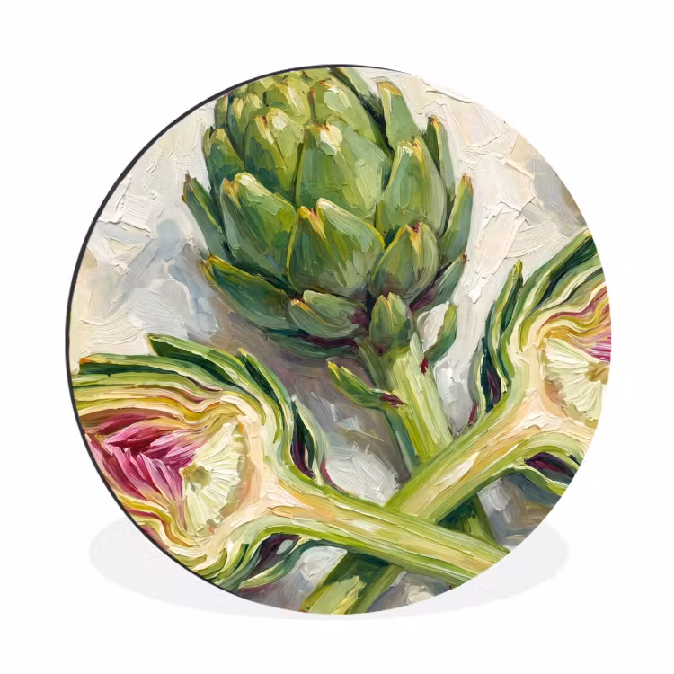 Wall circle - Aluminum - Artichoke - Lemon - Food - Artisjok - Citroen - Eten Wandcirkel aluminium klein