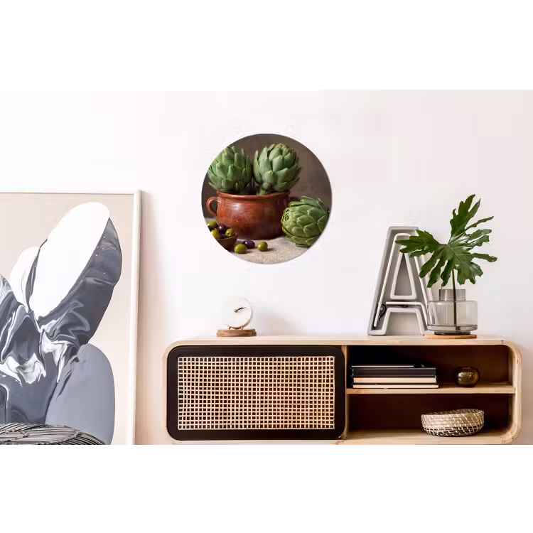 Wall circle - Aluminum - Artichokes - Olives - Food - Artisjokken - Olijven - Eten Wandcirkel aluminium klein