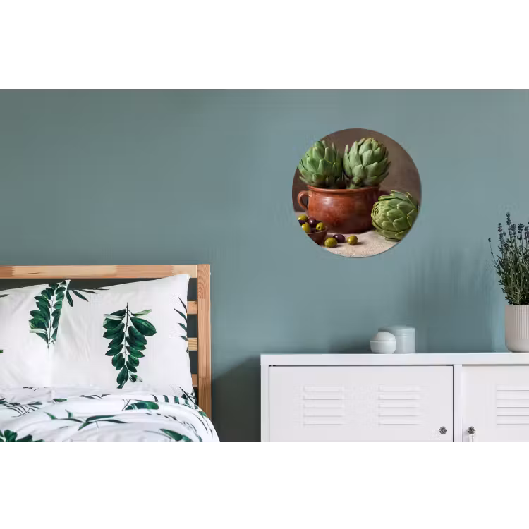 Wall circle - Aluminum - Artichokes - Olives - Food - Artisjokken - Olijven - Eten Wandcirkel aluminium klein