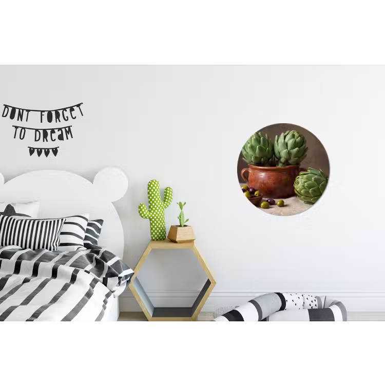 Wall circle - Aluminum - Artichokes - Olives - Food - Artisjokken - Olijven - Eten Wandcirkel aluminium klein