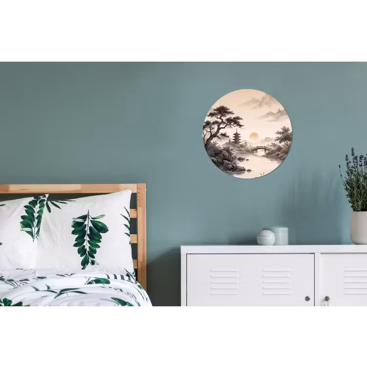 Azië - Landschap - Kleurrijk Wandcirkel aluminium klein -slaapkamer