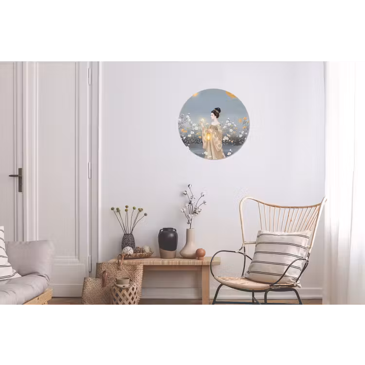 Aziatisch - Vrouw - Kimono Wandcirkel aluminium klein -woonkamer