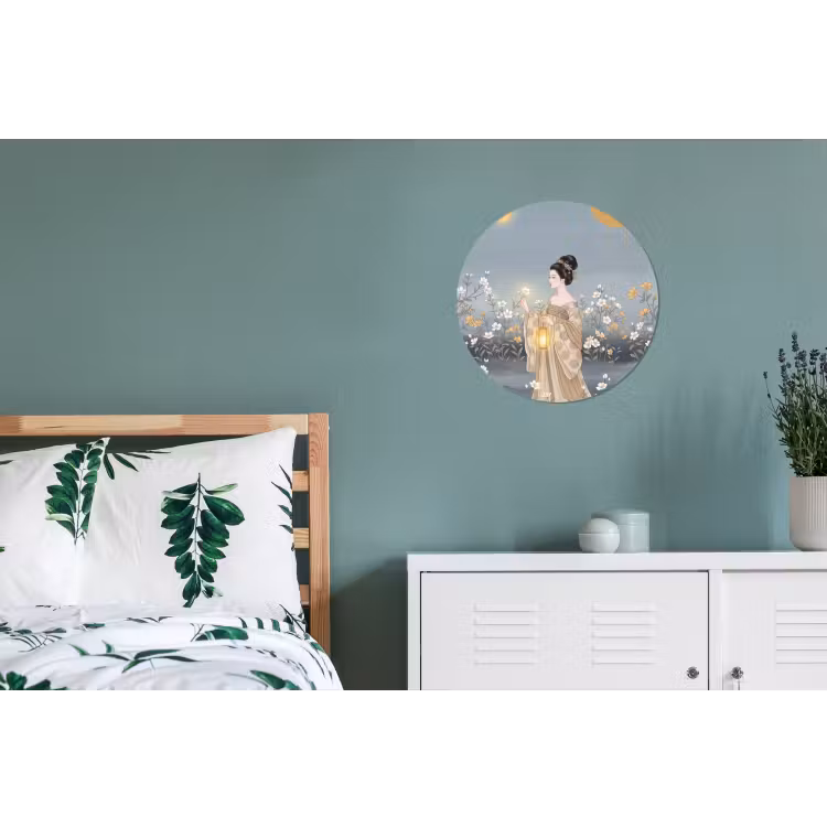 Aziatisch - Vrouw - Kimono Wandcirkel aluminium klein -slaapkamer