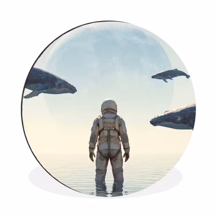 Wall circle - Aluminum - Astronaut - Whale - Fantasy - Ruimtevaarder - Walvis - Fantasie Wandcirkel aluminium klein