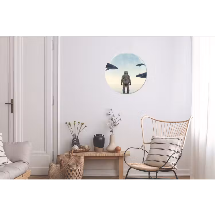 Wall circle - Aluminum - Astronaut - Whale - Fantasy - Ruimtevaarder - Walvis - Fantasie Wandcirkel aluminium klein
