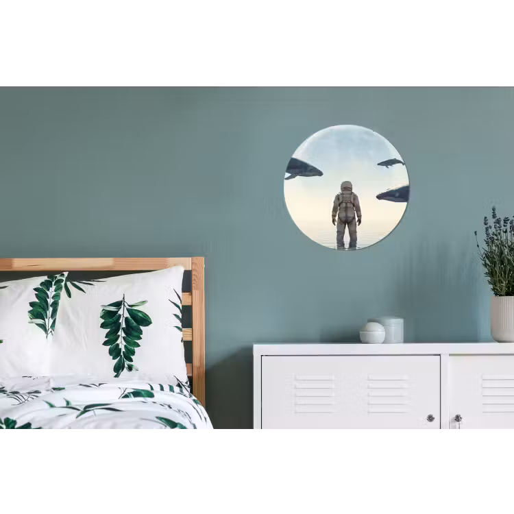 Wall circle - Aluminum - Astronaut - Whale - Fantasy - Ruimtevaarder - Walvis - Fantasie Wandcirkel aluminium klein