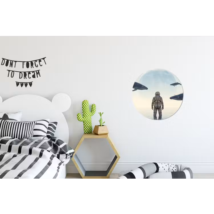 Wall circle - Aluminum - Astronaut - Whale - Fantasy - Ruimtevaarder - Walvis - Fantasie Wandcirkel aluminium klein
