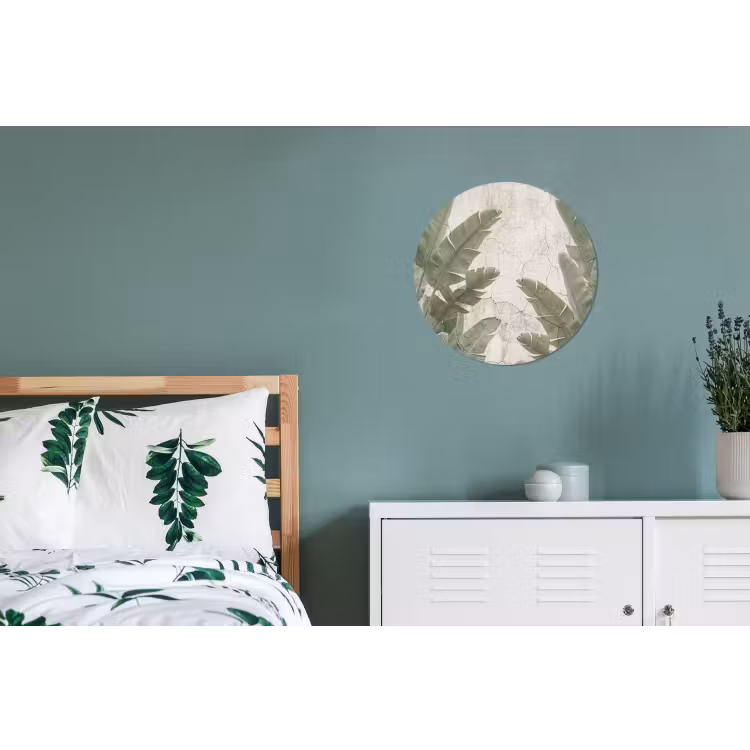Bananenbladeren - Beton - Groen Wandcirkel aluminium klein -slaapkamer