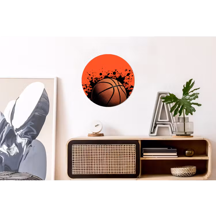 Basketbal - Verf - Sport - Oranje Wandcirkel aluminium klein -kantoor