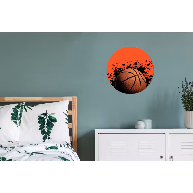 Basketbal - Verf - Sport - Oranje Wandcirkel aluminium klein -slaapkamer