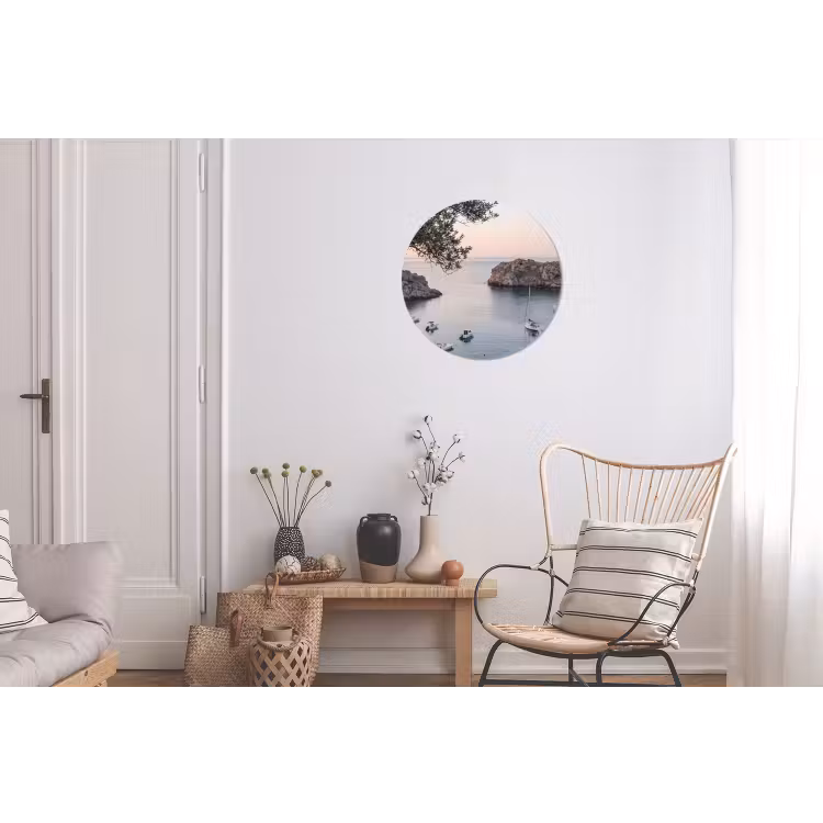 Wall circle - Aluminum - Bay - boats - sunset - Baai - boten - zonsondergang Wandcirkel aluminium klein