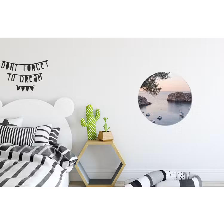 Wall circle - Aluminum - Bay - boats - sunset - Baai - boten - zonsondergang Wandcirkel aluminium klein