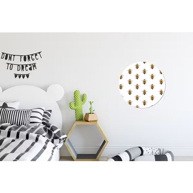 Bijen - Tijdloos - Wit Wandcirkel aluminium klein 190 -kinderkamer