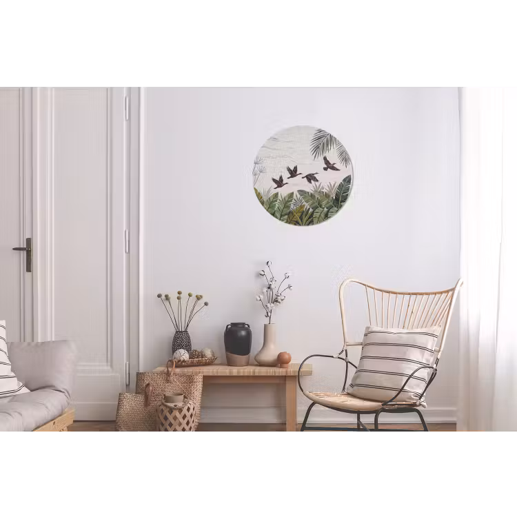 Vogel - Vliegend - Tropisch - Mozaïek - Groen Wandcirkel aluminium klein -woonkamer