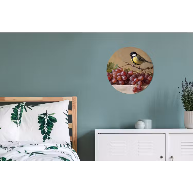 Wall circle - Aluminum - Bird - Grapes - Still Life - Vogel - Druiven - Stilleven Wandcirkel aluminium klein