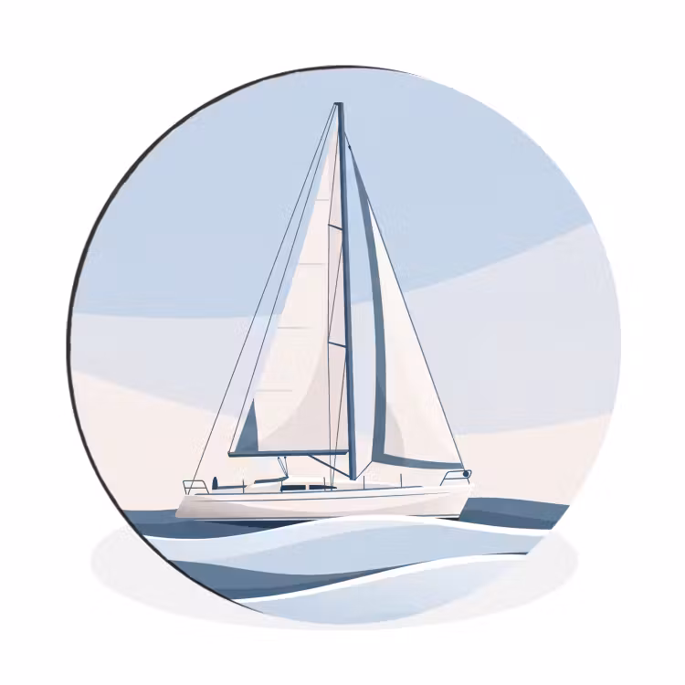 Boot - Zeil - Zee - Modern - Beige Wandcirkel aluminium klein -3d