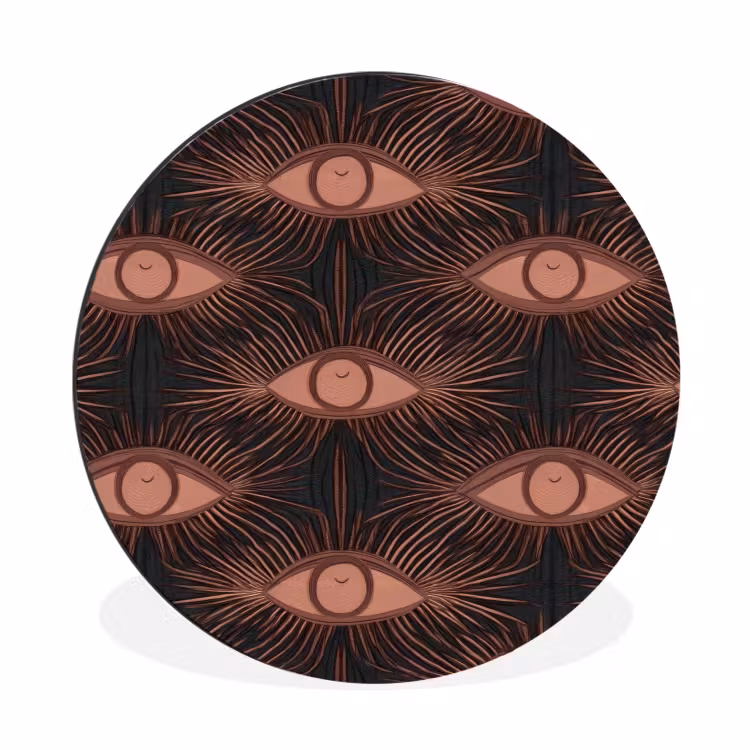 Boheems - Oog - Bruin Wandcirkel aluminium klein 190 -3d