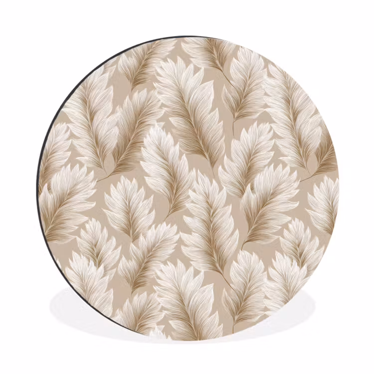 Botanisch - Patroon - Beige Wandcirkel aluminium klein 190 -3d