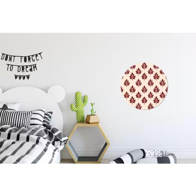 Botanisch - Patroon - Bordeaux Wandcirkel aluminium klein 190 -kinderkamer
