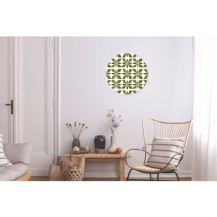 Botanisch - Retro - Groen Wandcirkel aluminium klein 190 -woonkamer