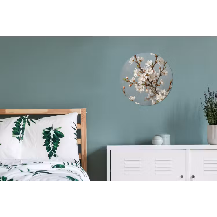 Botanisch - Stilleven - Blauw Wandcirkel aluminium klein -slaapkamer