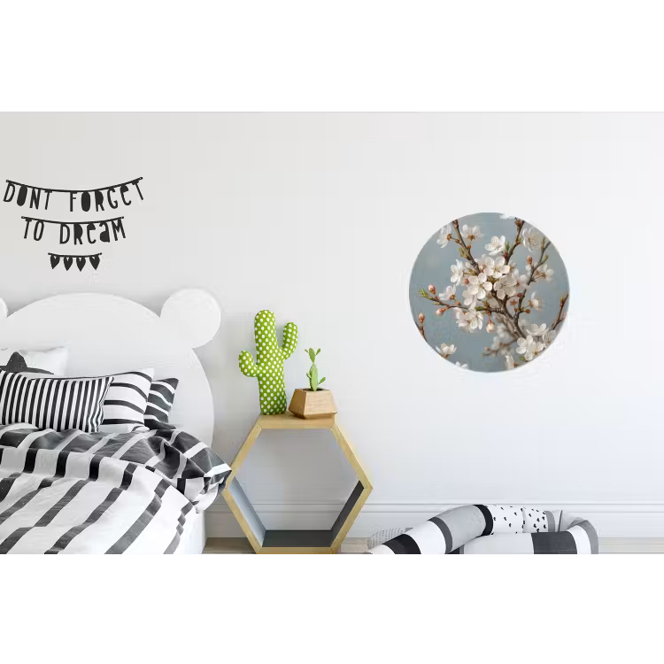 Botanisch - Stilleven - Blauw Wandcirkel aluminium klein -kinderkamer