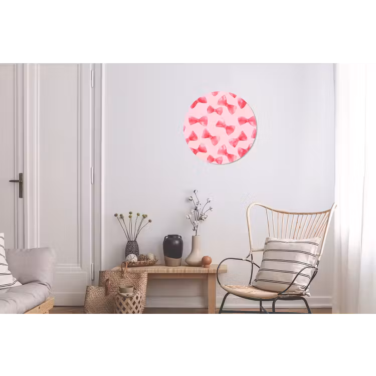 Strikken - Aquarel - Roze Wandcirkel aluminium klein 190 -woonkamer